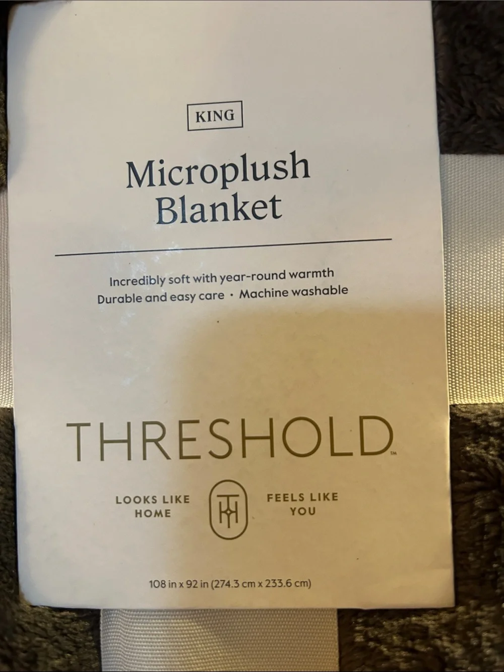 Threshold Plush King Microplush Blanket - Charcoal Gray